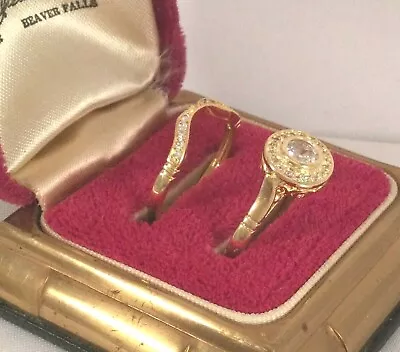 £264.04 • Buy Vintage Jewellery Gold Ring Twin Set White Diamonds Antique Art Deco Jewelry