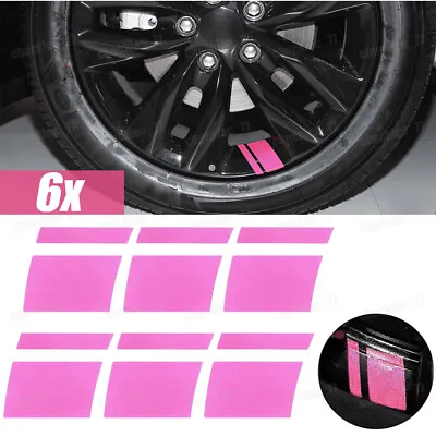 Pink 6Pcs Reflective Wheel Rim Decal Sticker Vinyl Auto Truck SUV For 16 -21  • $6.50