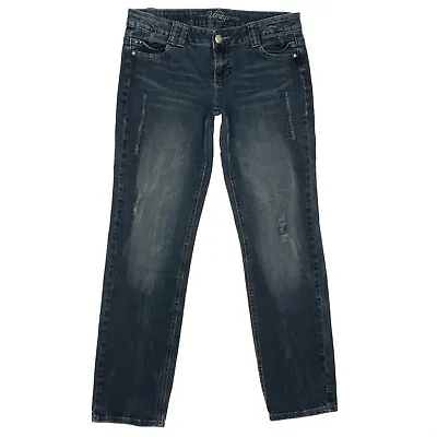 Vanity Dakota Straight Jeans Size 28 Womens Distressed Embellished Stretch 32x30 • $19.99