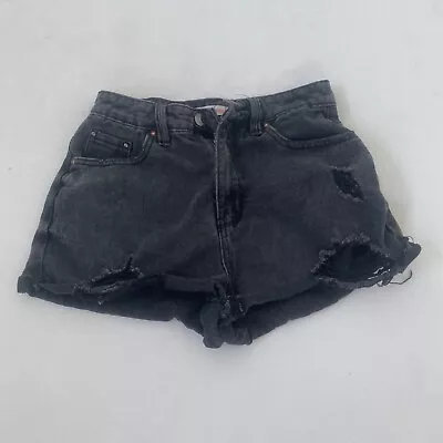 Supre Denim Shorts Charcoal Black Distressed Size Size 8 Button Zip Fly • $14.77