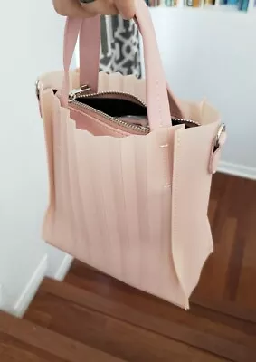 Silicone Translucent Pleated Tote Peach Pink Bag/ Purse  • $25