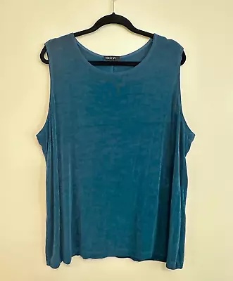 Vikki Vi Classic Stretchy Tank Sleeveless Shirt Shell Top Teal Women's Plus 2X • $24