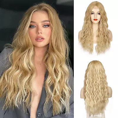 Blonde Wig Long Curly Wavy Blonde Wigs For Women 24 Inch Mix Blonde Middle Part • $26.24