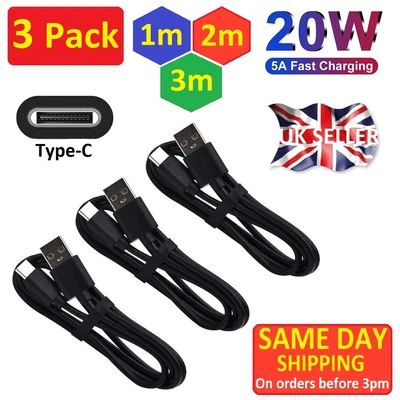 £4.39 • Buy Charger For Samsung 3 Pack Fast/Android Type C USB-C Data Charging Cable Lead