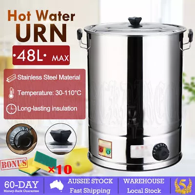48L Hot Water Urn Stainless Steel With Element Concealed Boiler Tea Kettle New • $119.55