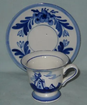 Vintage Delft Porcelain Demitasse Cup And Saucer Exc Condition! • $12.50