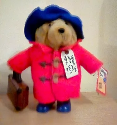 Small Paddington Bear  With Suitcase Soft Toy Rare  Red Coat  Blue Hat  Year2007 • £9.50