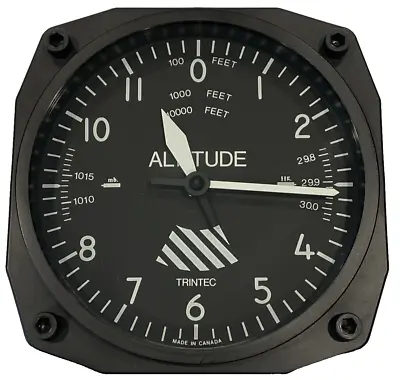 Trintec Industries Aircraft Altimeter Wall Clock Qtz Analog Tested Works Canada • $68.50