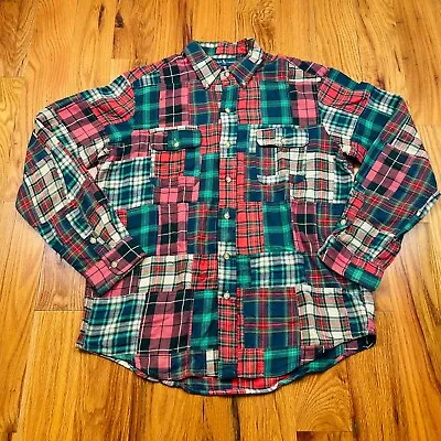 USED - POLO RALPH LAUREN Patchwork Button Down Sz Large Vintage Rare Plaid Japan • $50