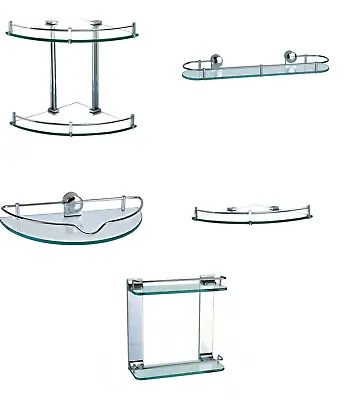 Glass Shelf Wall Hung For Bathroom Shower Storage Save Space Clear Glass • $69