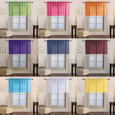 $4.89 • Buy 1PC Voile Sheer Straight SMALL Window Valance Topper Waterfall Rod Pocket V16 