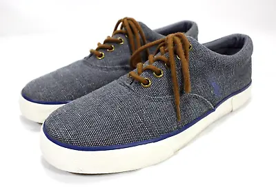 Polo Ralph Lauren Men's Forestmont II Vintage Burlap Sneaker Shoes Gray/Blue 8.5 • $14.99
