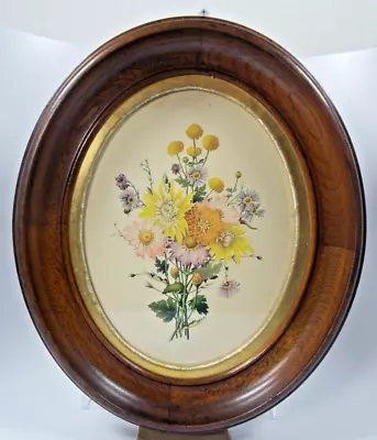 Antique Picture Frame Oval Deep Dish Victorian Floral Print  1800's • $34.99