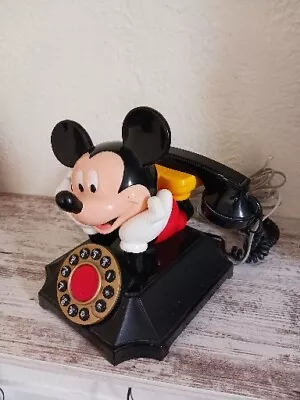 VTG Mickey Mouse Desk Phone Push Touch Button Telephone Rotary Landline Disney • $29.99