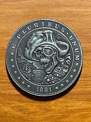 1881 Carson City Morgan Dollar Hobo Coin - Pirate W/ Ship & Treasure • $12.99
