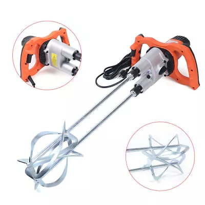 Electric Mortar Mixer Dual 2 Speed Paint Cement Grout Mortar Twin Paddle 1800W • $149.46