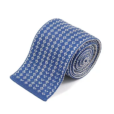 E.Marinella Blue And White Patterned Double-Sided Reversible Knit Silk Tie • $89