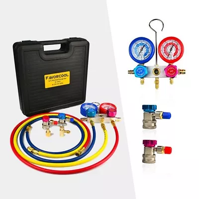 FAVORCOOL AC Manifold Gauge Set Refrigerant R410A Charge Full Tool Kit • $119.99