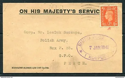 1941 GB O.H.M.S. Postcard Matron Peel Hospital Galashiels Polish Army PO Box 35 • $44.80