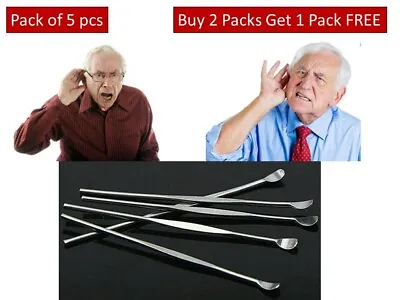 5Pcs Stainless Steel Ear Pick Wax Curette Remover Cleaner Care Tool Ear Pick • £2.17