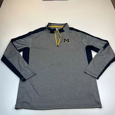 Michigan Wolverines 1/4 Zip Pullover Shirt Mens Extra Large XL Gray Mock Neck • $9.99