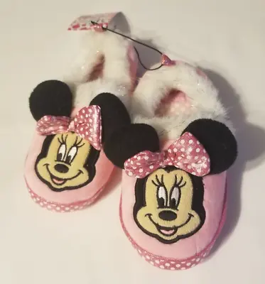 Disney Minnie Mouse Slippers Fluffy Baby Toddler Girls Size 11-12 Fluffy Pink • $9.97