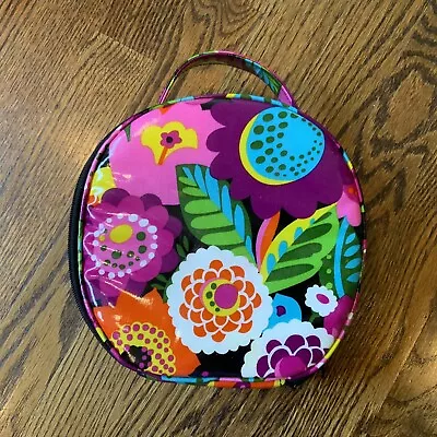 Vera Bradley FLORAL NIGHTINGALE HATBOX Cosmetic TRAVEL Crafts Case Colorful • $29.99