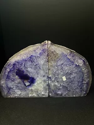 £64 • Buy A Pair Of Polished Dyed Purple Agate Bookends- Statement Piece, Home Décor, Gift