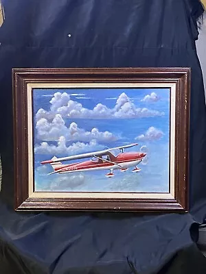 Vintage Framed 14 X 18” Cessna Airplane Painting Oil On Canvas By A. Rigby • $139.99