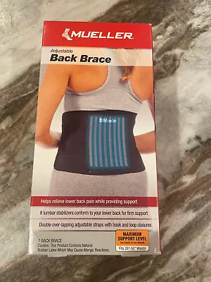 Mueller Adjustable Back Brace Black One Size Fits Most Brand New • $19
