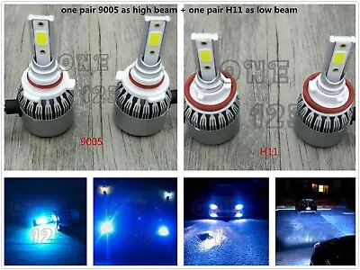 9005+H11 Combo LED Headlights Bulb Kit High Low Beam Super Bright 8000k Ice Blue • $25.98