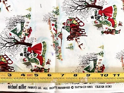 Sleigh Ride Fabric By Michael Miller CX-0801 14 X44  OOP • $10