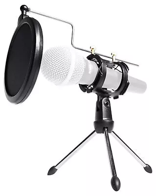 Rockville RTMS21 Desktop Tripod Microphone Stand With Pop Filter + Shock Mount • $14.95