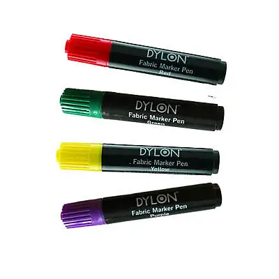 £9.44 • Buy DYLON Textile Pens Yellow Green Purple Red Permanent Marker For All Fabrics