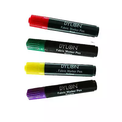 £9.44 • Buy DYLON Textile Pens Yellow Green Purple Red Permanent Marker For All Fabrics