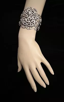 Vintage Danecraft Sterling Silver Filigree Cuff Bracelet Jewelry  • $74.99