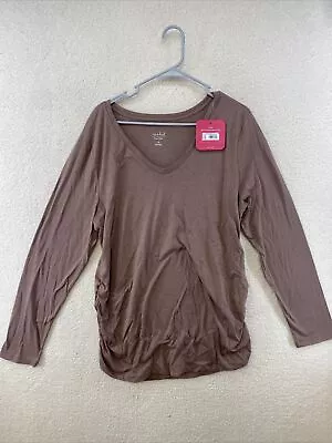 Ingrid & Isabel Long Sleeve Scoop Neck Maternity T Shirt Brown Size XXLarge • $5.74