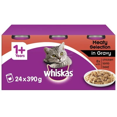 £32.99 • Buy 24 X 400g Whiskas 1+ Adult Complete Wet Cat Food Tins Meaty Selection In Gravy