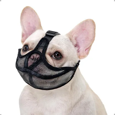 Dog Muzzle For French Bulldog  Short Nosed Breed Dogs Mesh Anti Biting Mask • £6.65