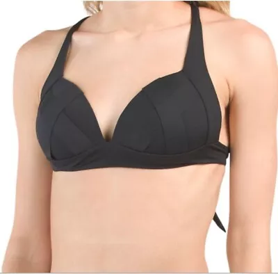 La Blanca Banded Push Up Padded Swimsuit Bikini Top Black Size 8 • $22.50