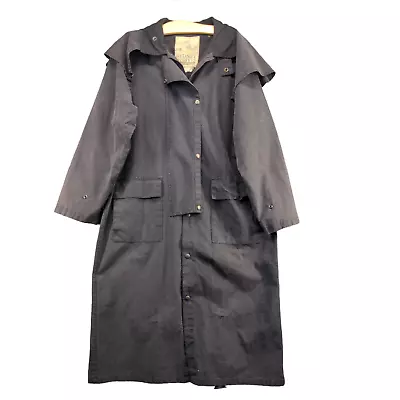 Sydney Oilskin Men's Duster Trench Coat Black 44x47 Pockets Snap Closure • $50