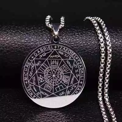 A8026 Witchcra Stainless Steel Necklace Pentagram 7 Archangels  Solomon Talisman • $12.99