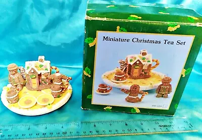 GINGERBREAD FAMILY HOUSE W/ Box - MINI Christmas TEA SET • $54.18