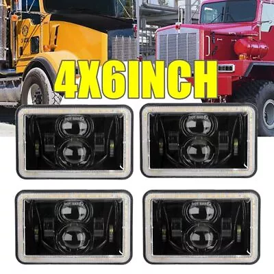 AUXBEAM 4PCS 4x6  LED Headlights Hi/Lo W/DRL For Peterbilt 379 378 Freightliner • $104.99