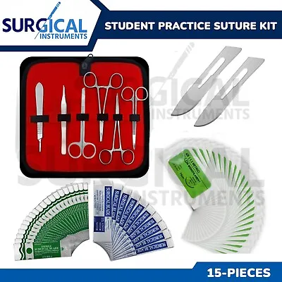 15 Pcs Practice Suture Set With Case For Medical And Veterinary Student Training • $14.59