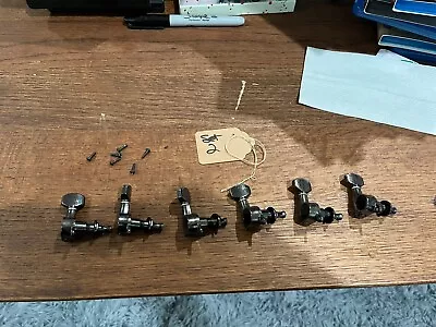 90s Ibanez Gotoh Guitar Cosmo Black 6 In Line Tuning Pegs Tuners Set 2 • $29