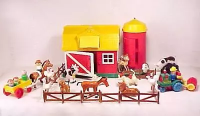 Playskool Li'l Playmates Barn Tractor Pig Horse Cart Chickens Lamb Dog Bull Cow • £38.88