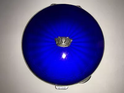 £190 • Buy Vintage Royal Navy Silver&navy Blue Guilloche Enamel Ladies Compact