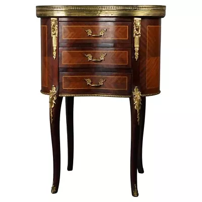 Antique French Mahogany Kingwood Marble & Ormolu Kidney Shaped Side Table • $1000