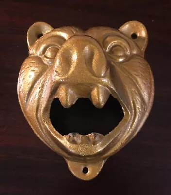 Cast Iron Bear Head Bottle Opener Cabin Wall Mount 5.5” X 5” • $10